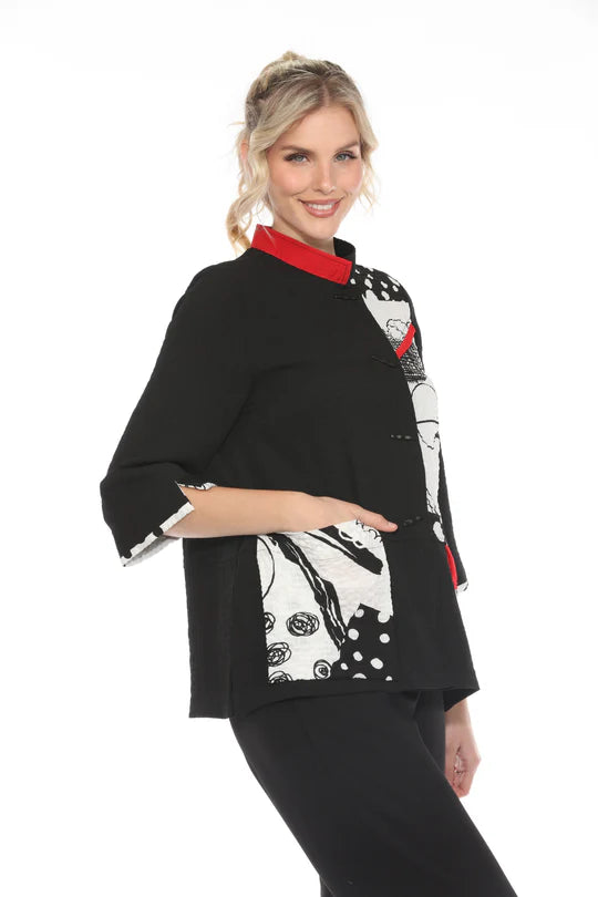 3/4 Sleeve Button Up Jacket with Front Pocket