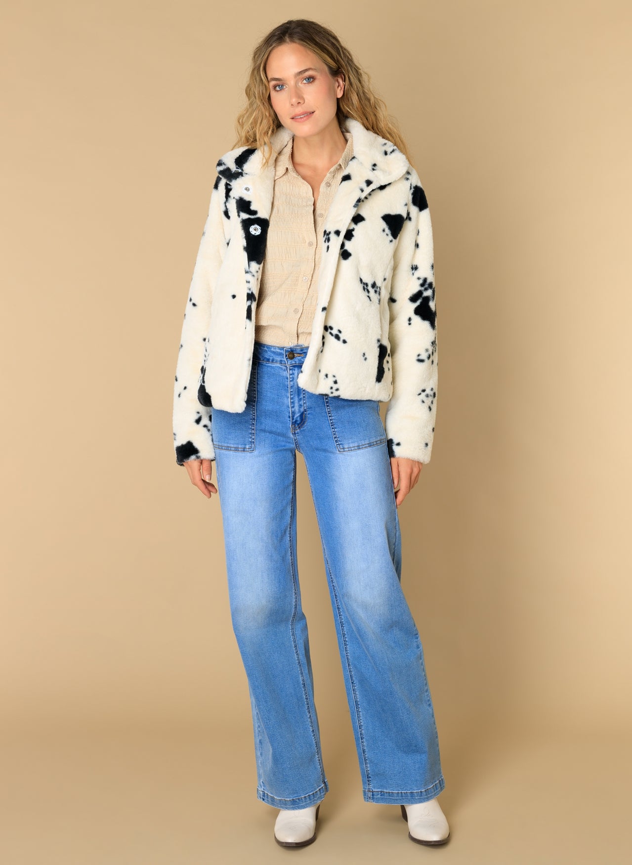 Faux Fur Animal Print Jacket - Esila