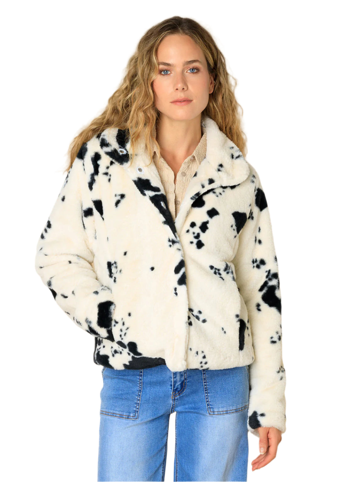 Faux Fur Animal Print Jacket - Esila
