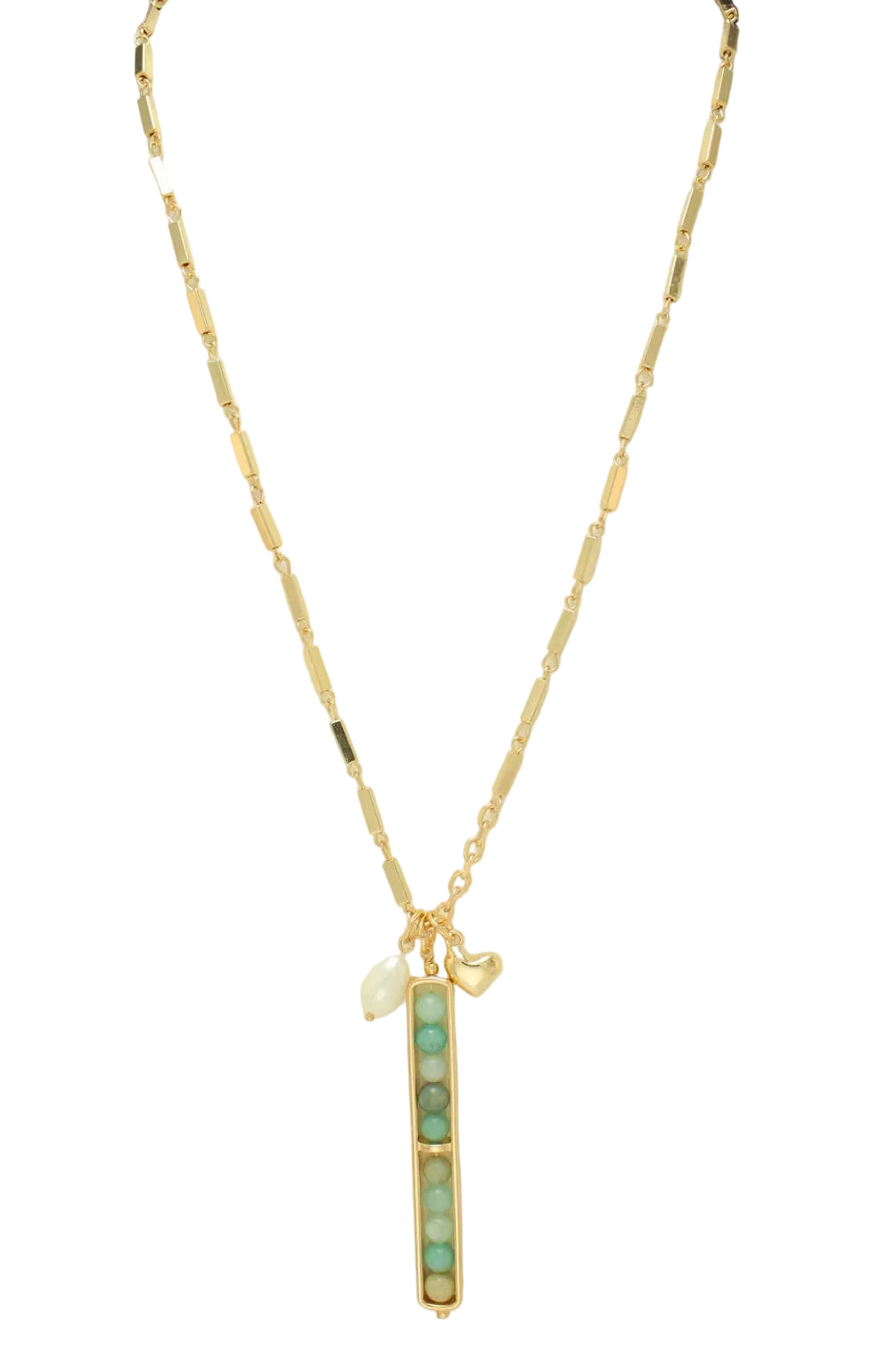 Long Necklace with Heart/Pearl and Beads Charms