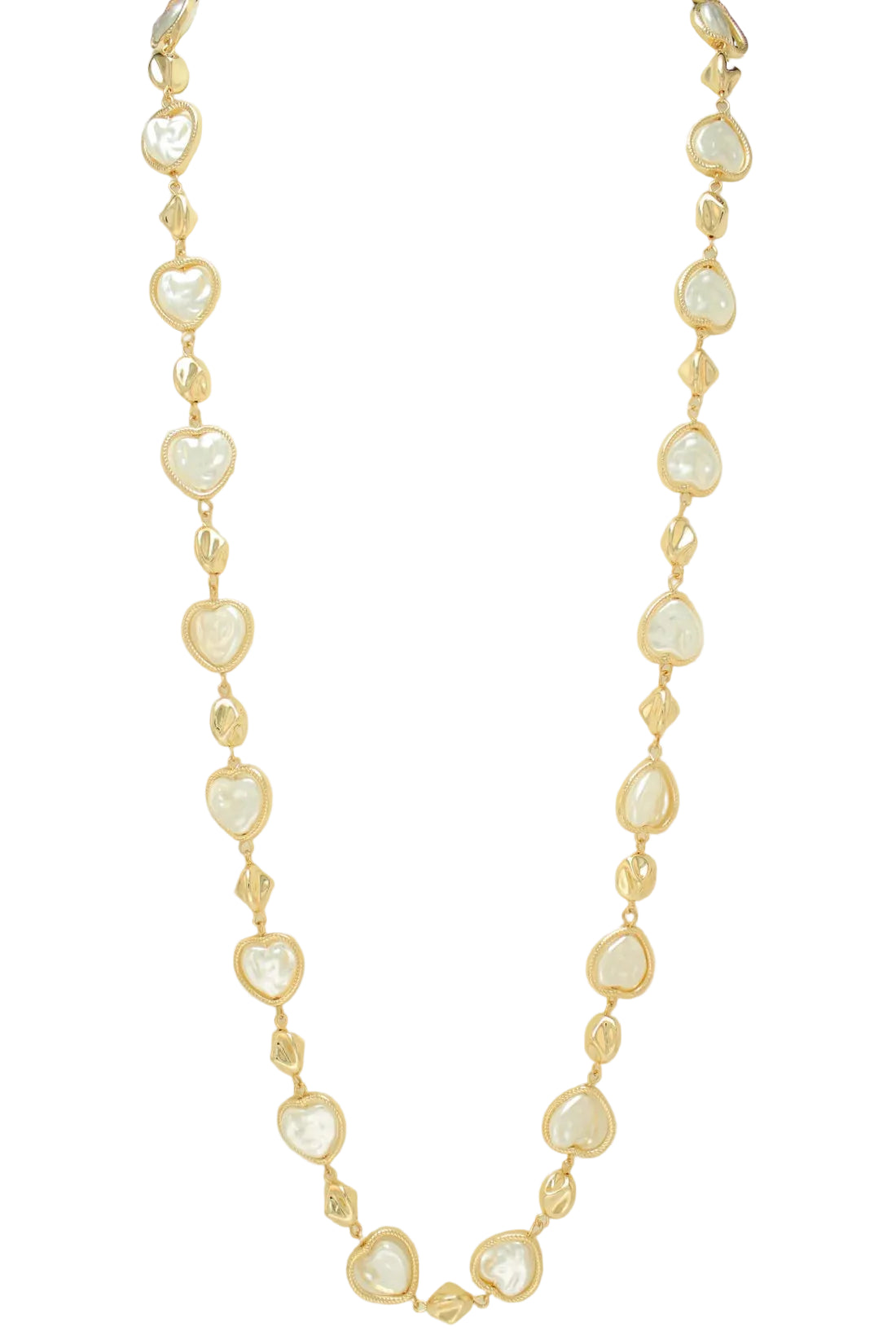 Long Necklace with Pearl Hearts and Beads