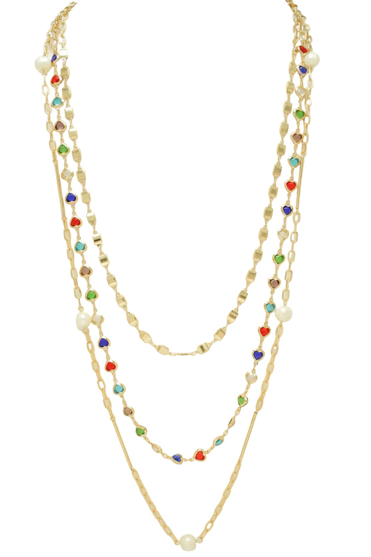 Multi Strands Mix Media Necklace