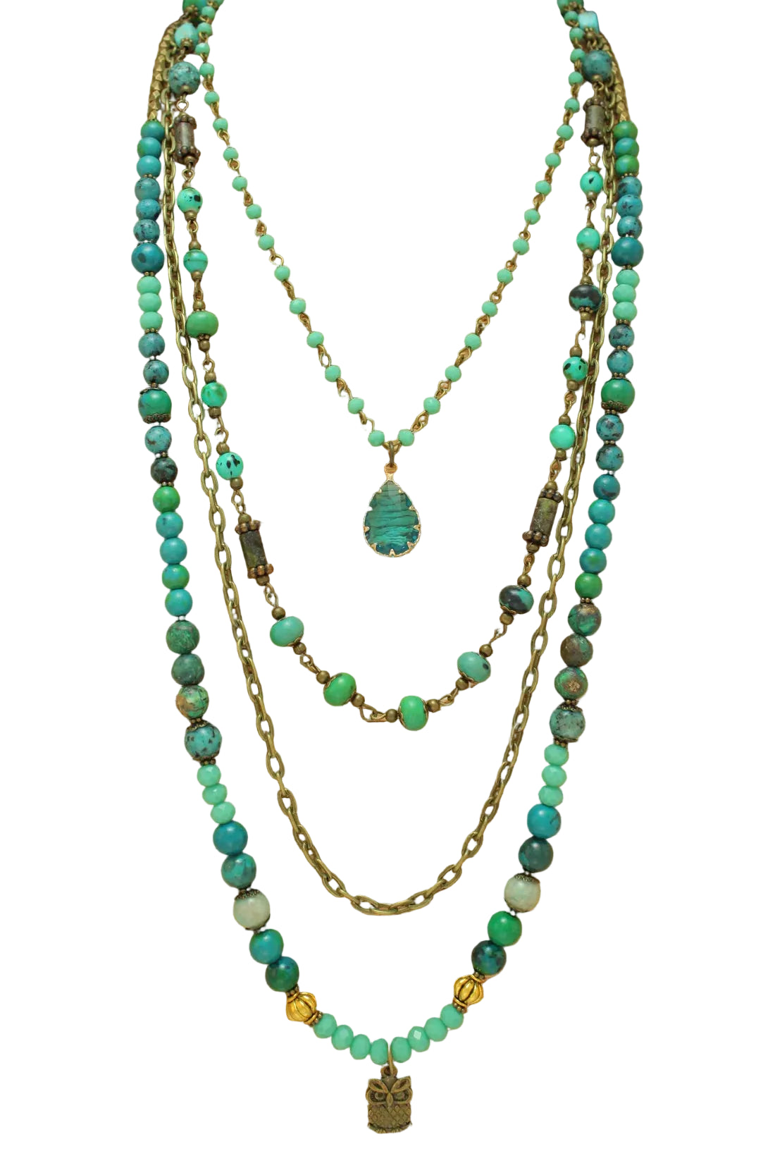 Multistrand Beaded Necklace with Owl