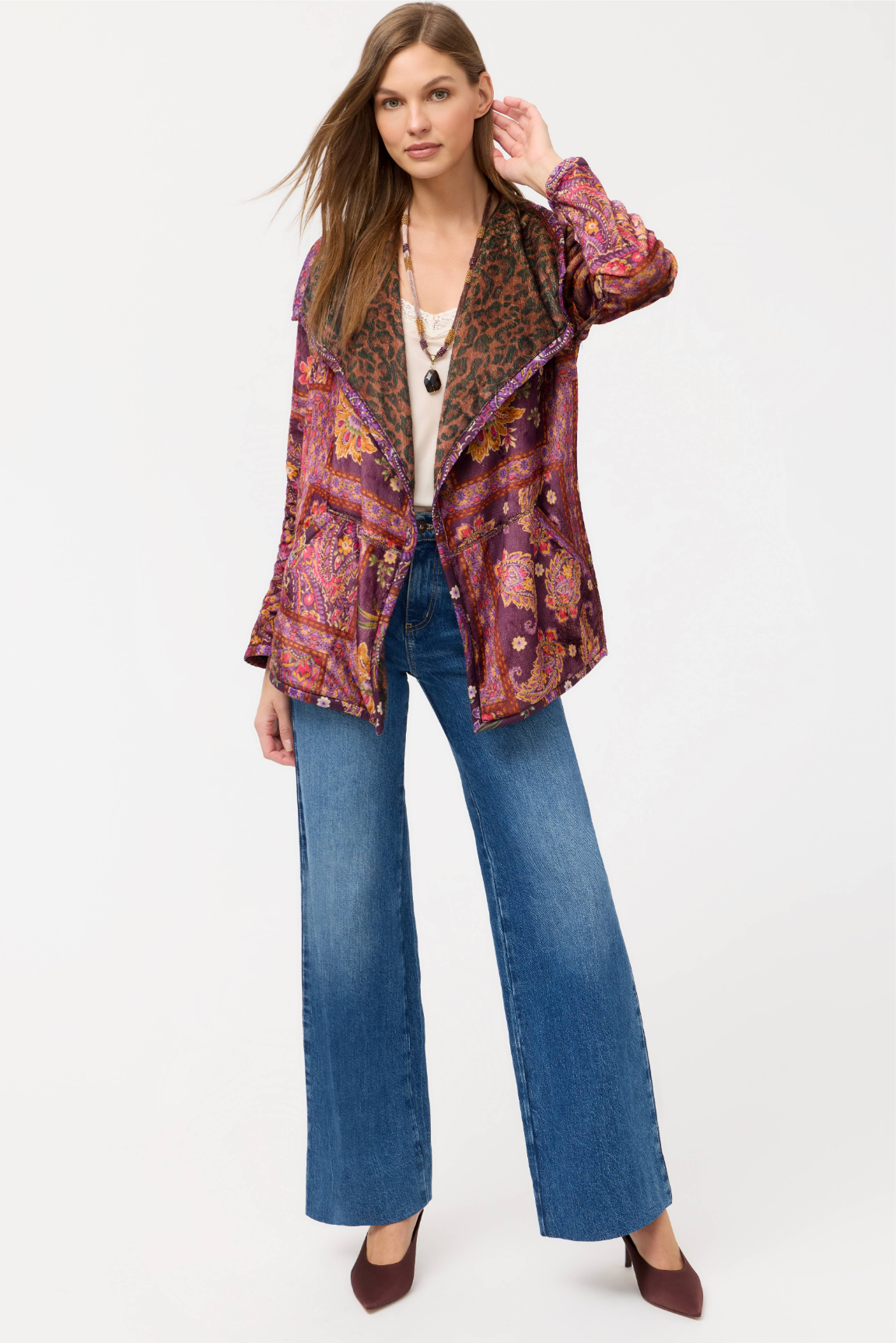 Joan Wrap Binded Sherpa Jacket (Reversible) - Domi