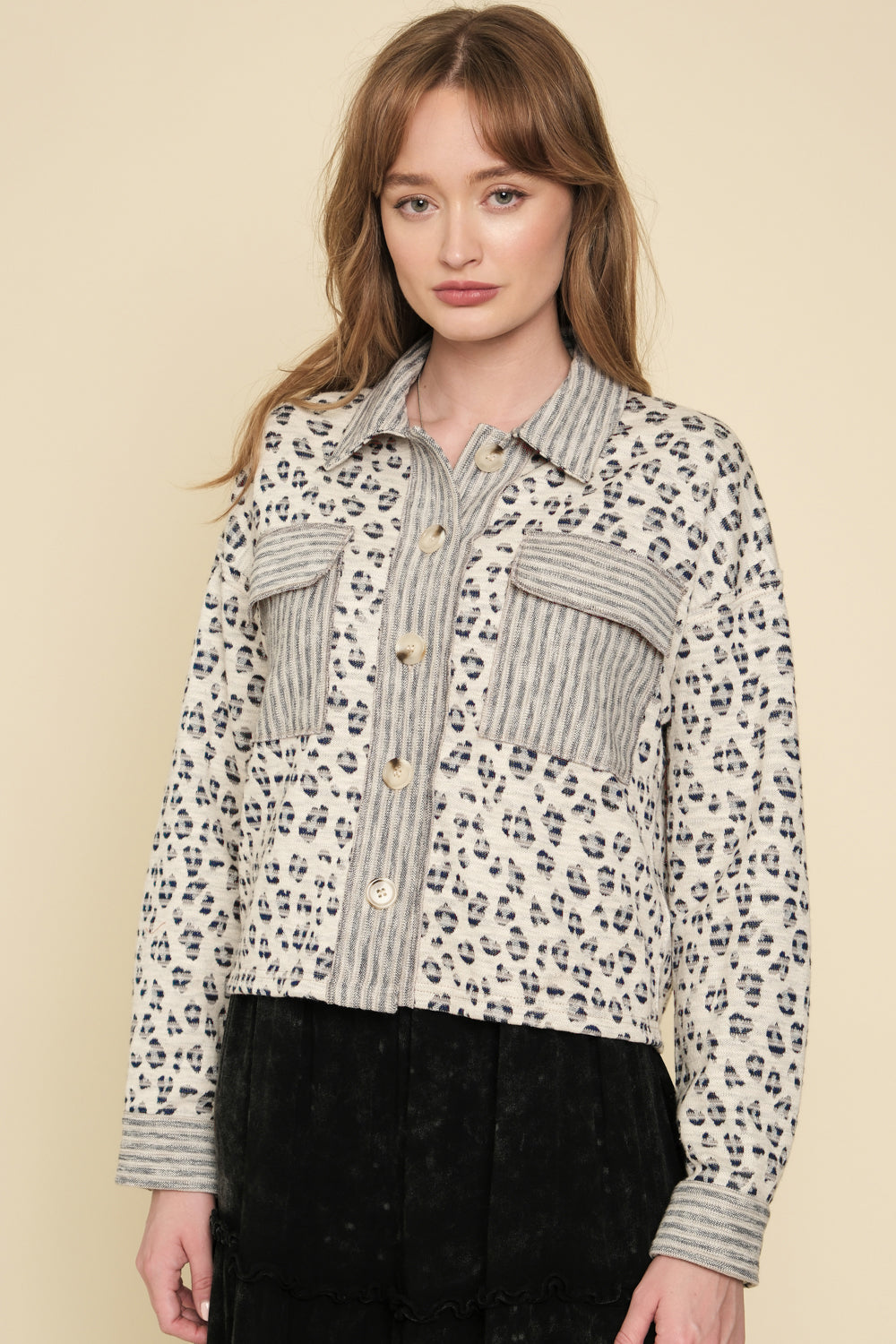Leopard Print Mix Jacket