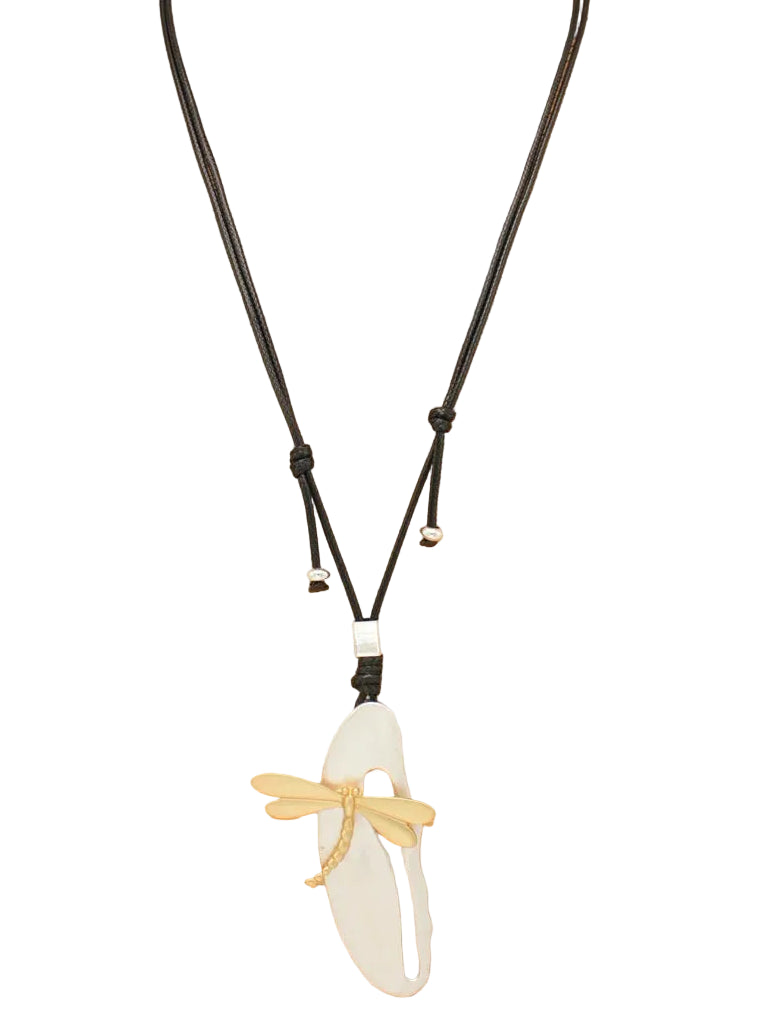 Cord String Necklace with Dragonfly