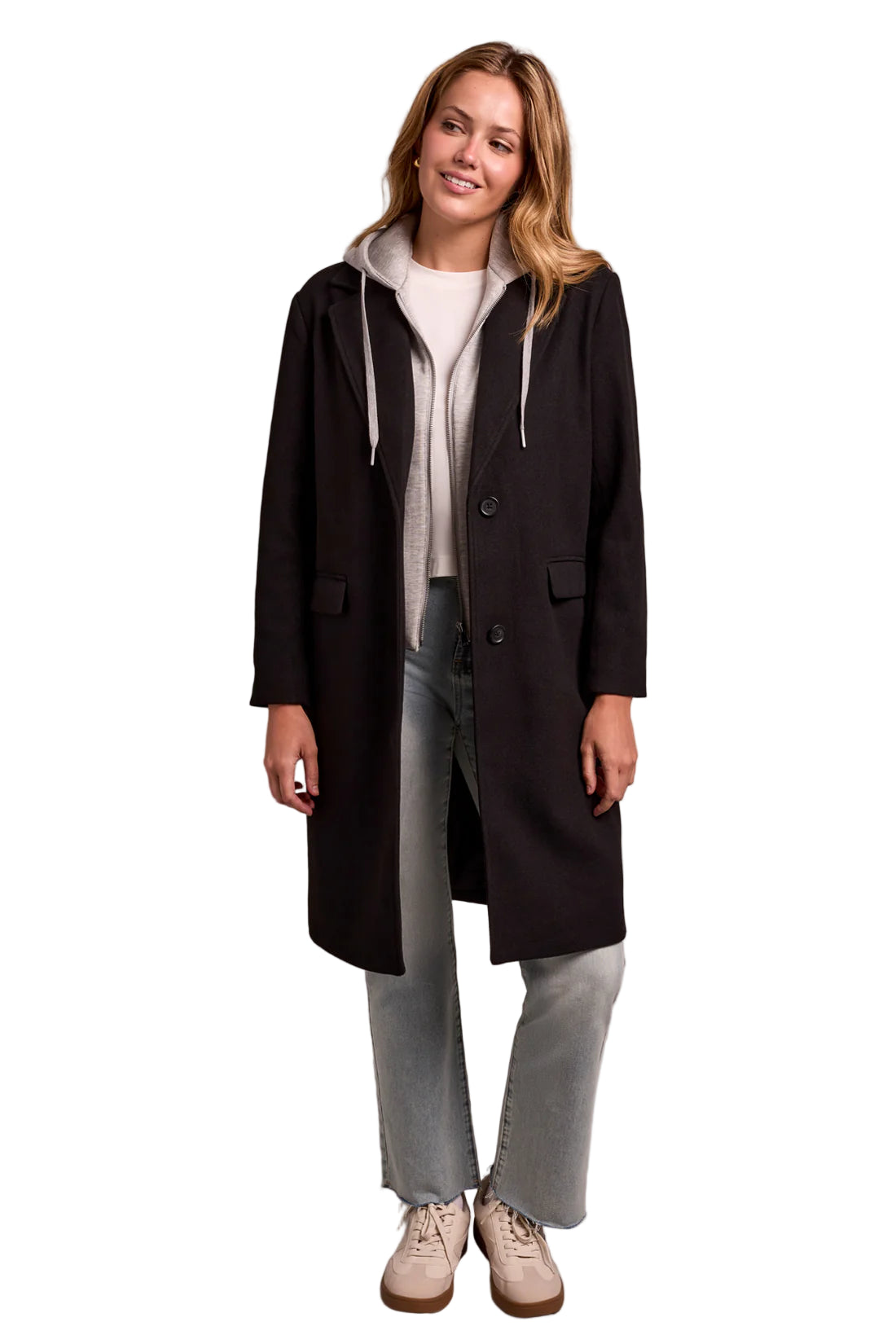 Ultra-Soft Knit Coat With Removable Fooler Hoodie