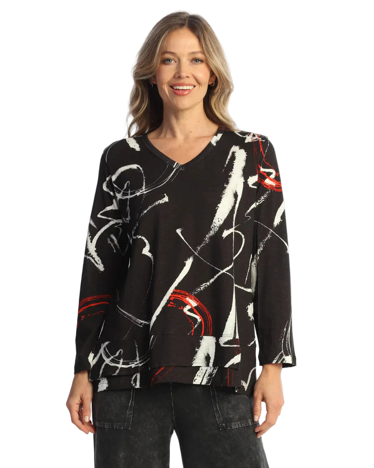 V-Neck Top with Overlap Hem - Matilda