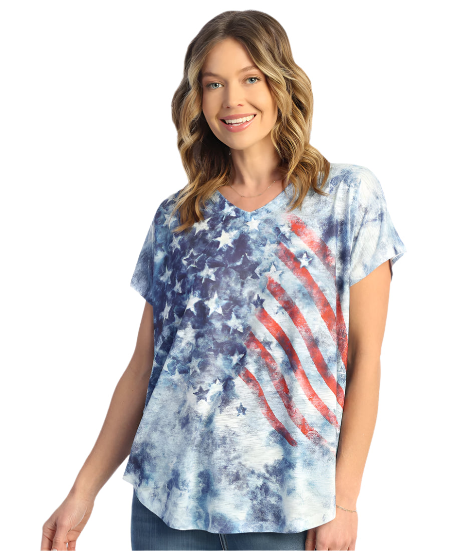 C-V-Neck Dolman Cap-Sleeve Top, American Vintage