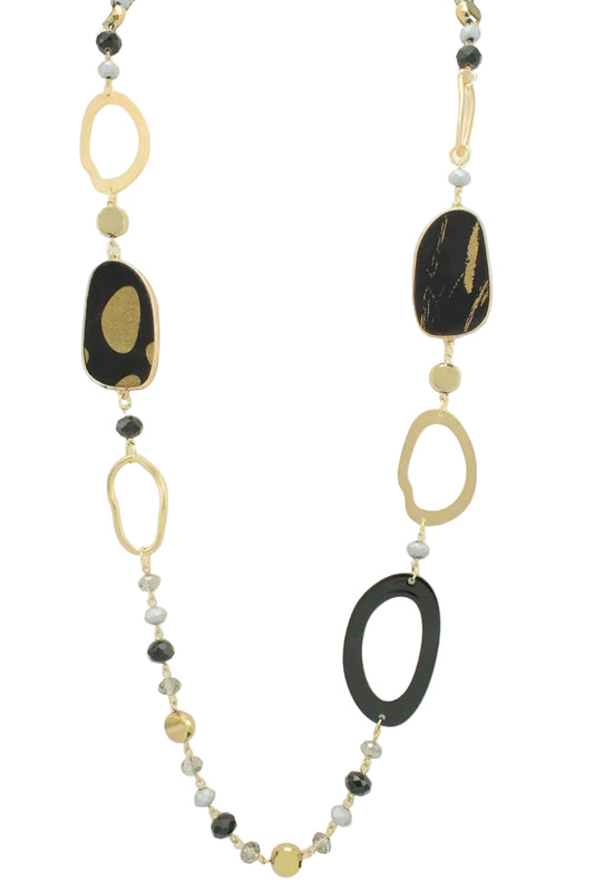 Mix Media Long Necklace with Beads