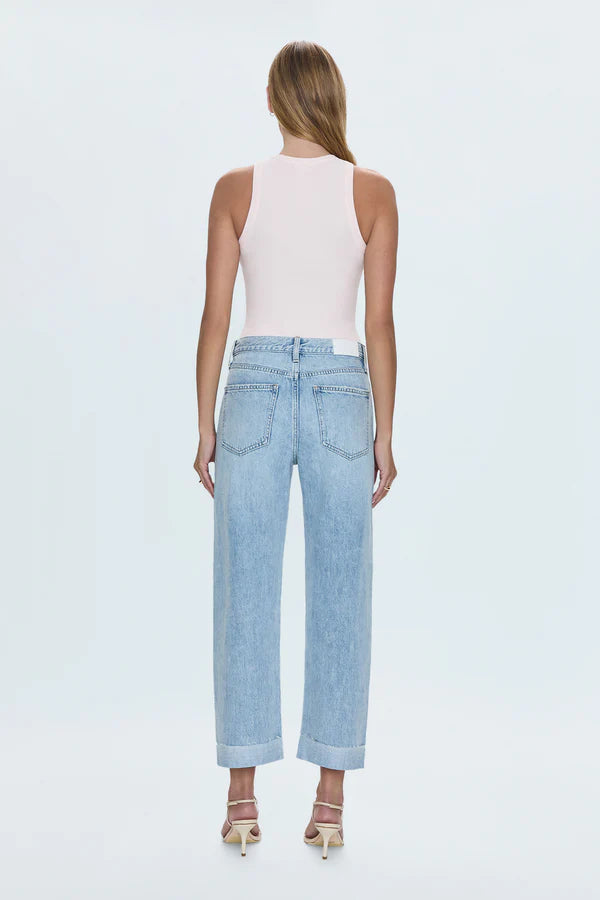 Kacey Mid Rise Cuffed Straight Jean