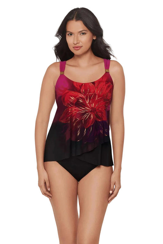 Dazzle Tankini Top in Petali Rosa