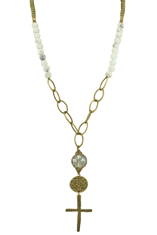 Mix Media Necklace with Cross