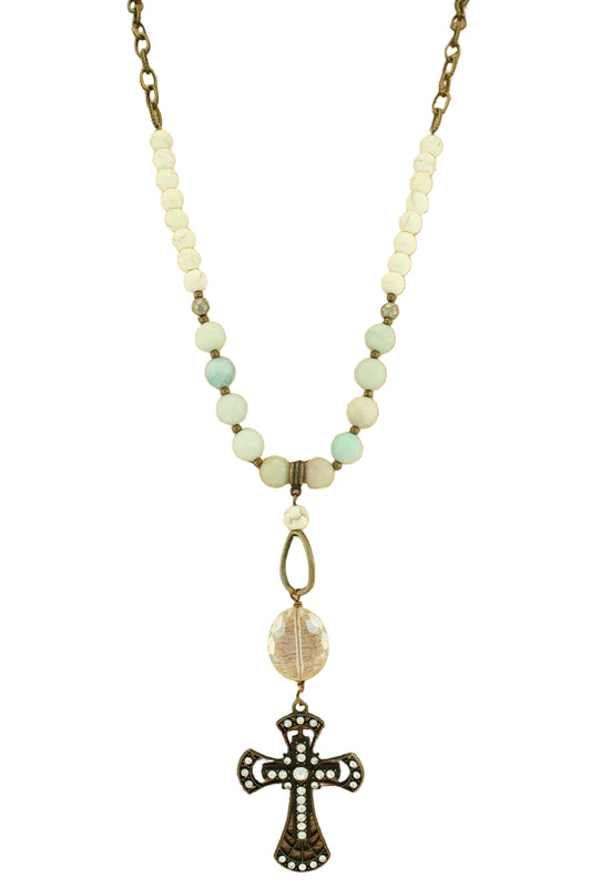 Mix Media Necklace with Cross