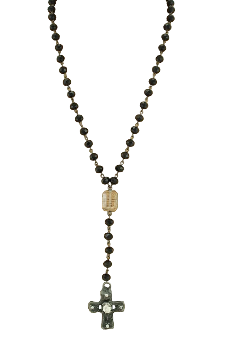 Beaded Necklace with Cross