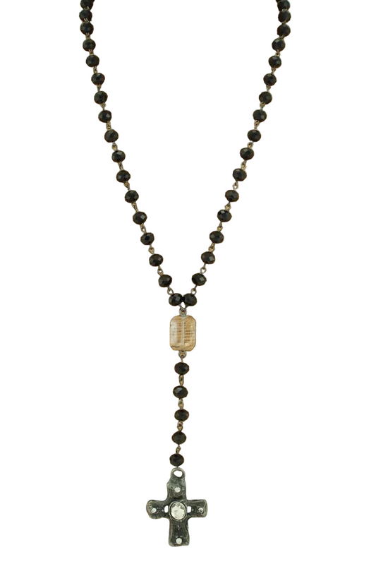 Beaded Necklace with Cross
