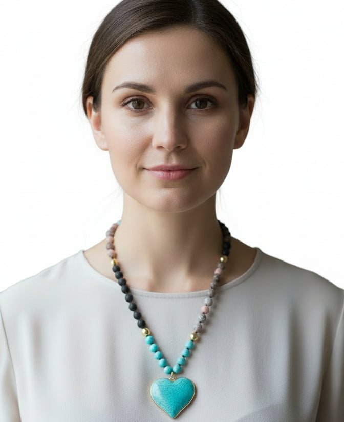 Beaded Necklace with Heart