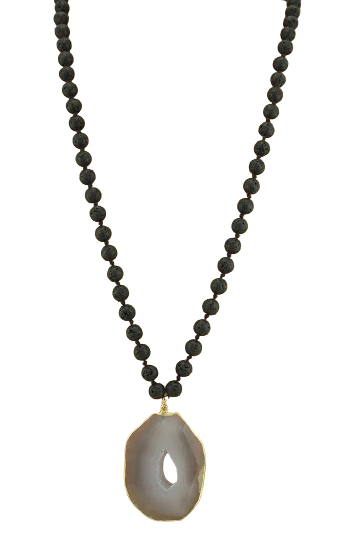 Long Beaded Necklace with Pendant