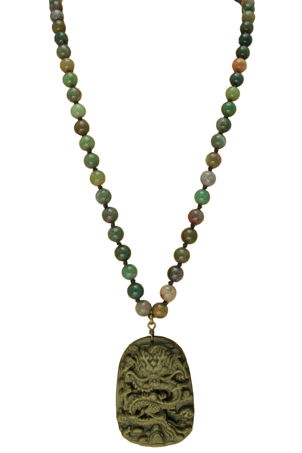 Long Beaded Necklace with Big Pendant