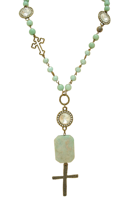 Mix Media Long Necklaces with Crosses