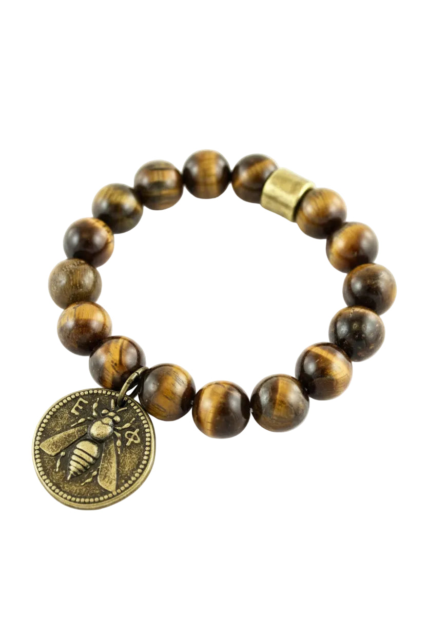 Beaded Bracelet with Bee Charm