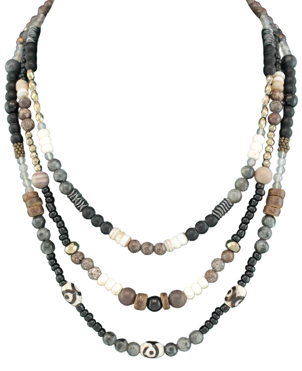 Short Multistrand Beaded Necklace