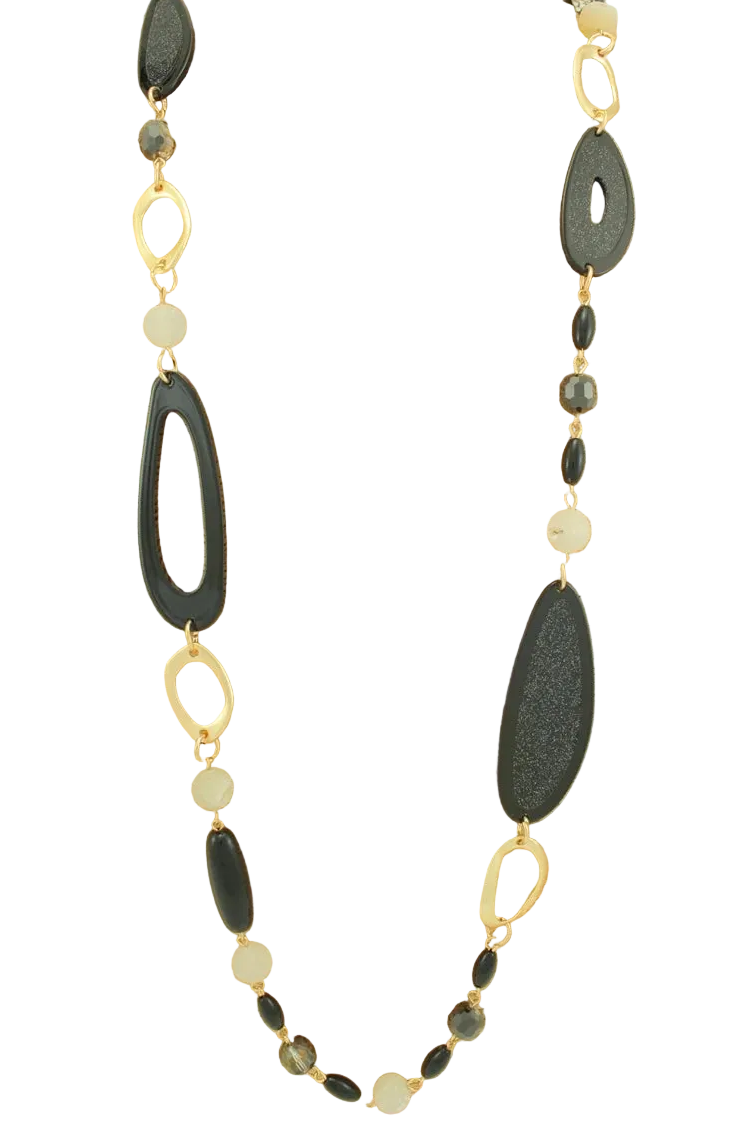 Long Chain Mix Media Necklace with Beads