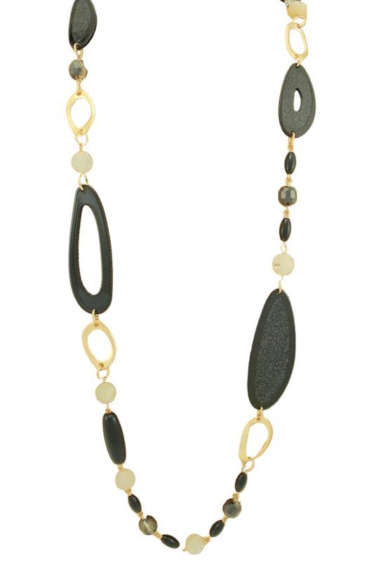 Long Chain Mix Media Necklace with Beads
