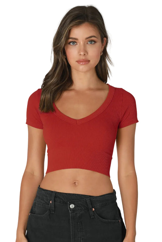 V-Neck Crop Tee