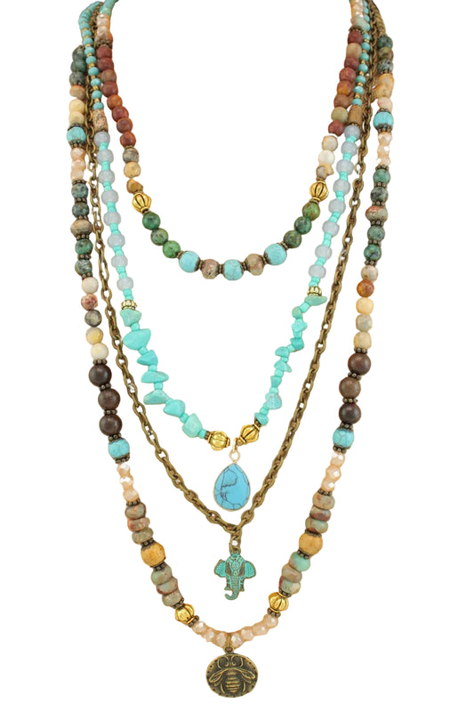 Multistrand Necklace with Bee Charm