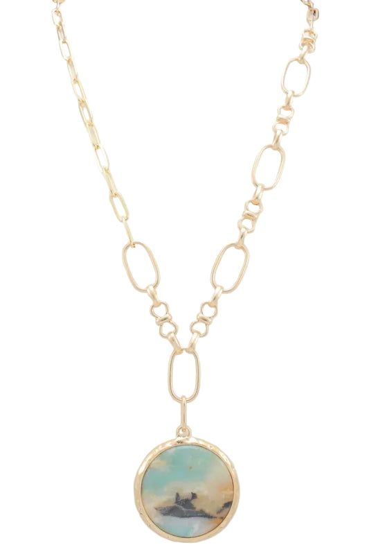 Long Chain Necklace with Circle Pendant