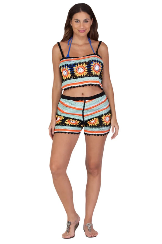 Two Piece Crochet Shorts and Top Set