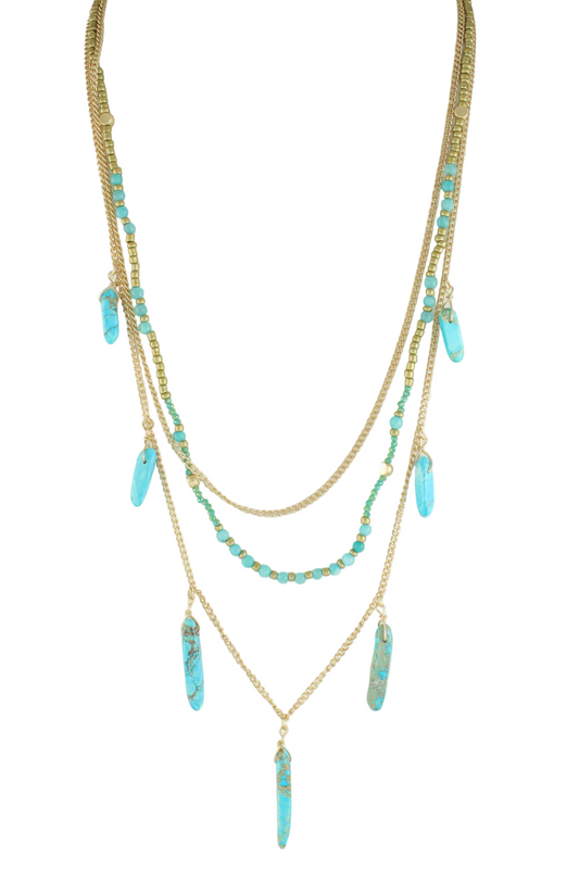 Multi Strand Necklace with Stones