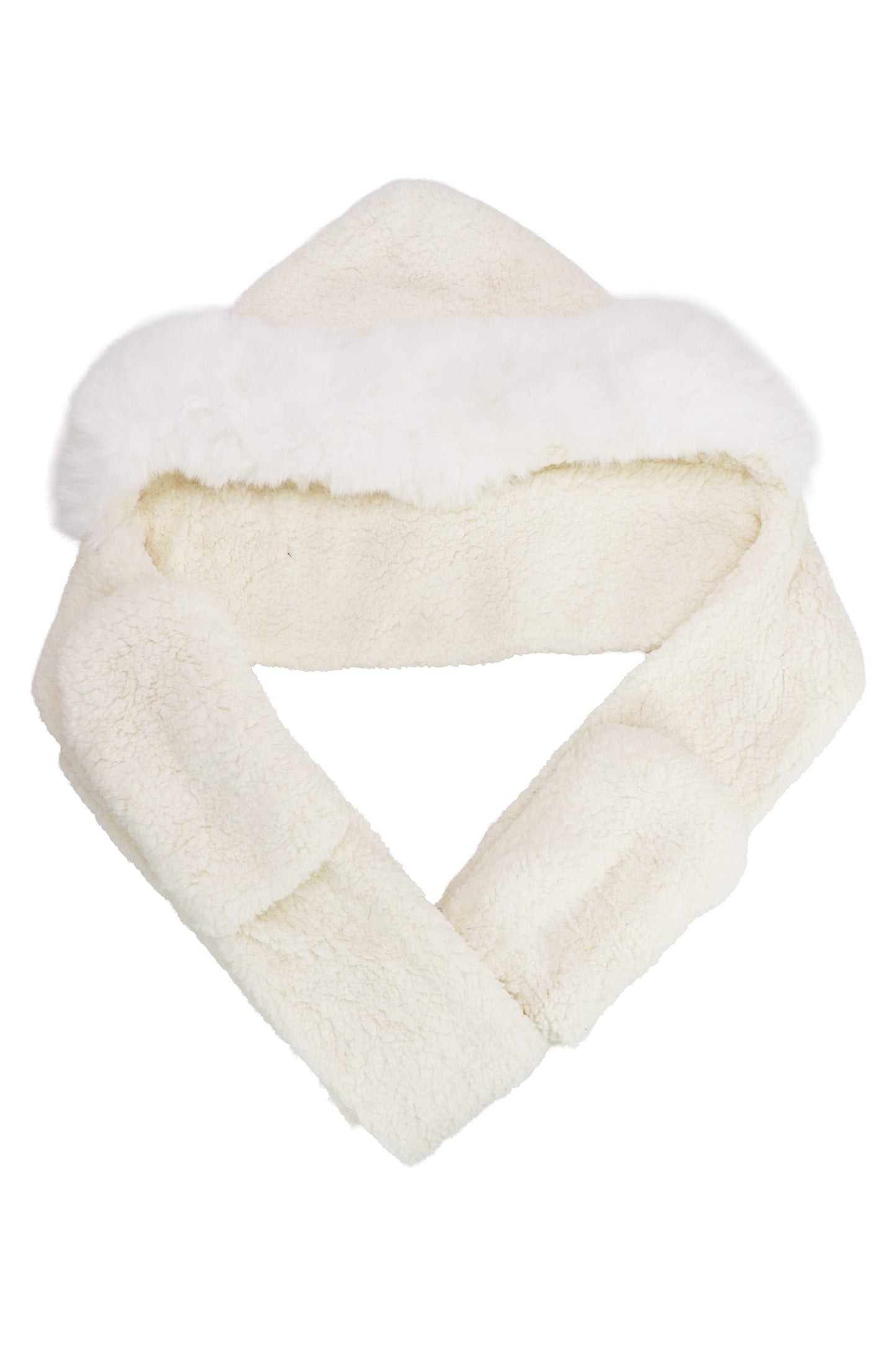 Fuzzy Faux Sherpa Fur Hooded Scarf