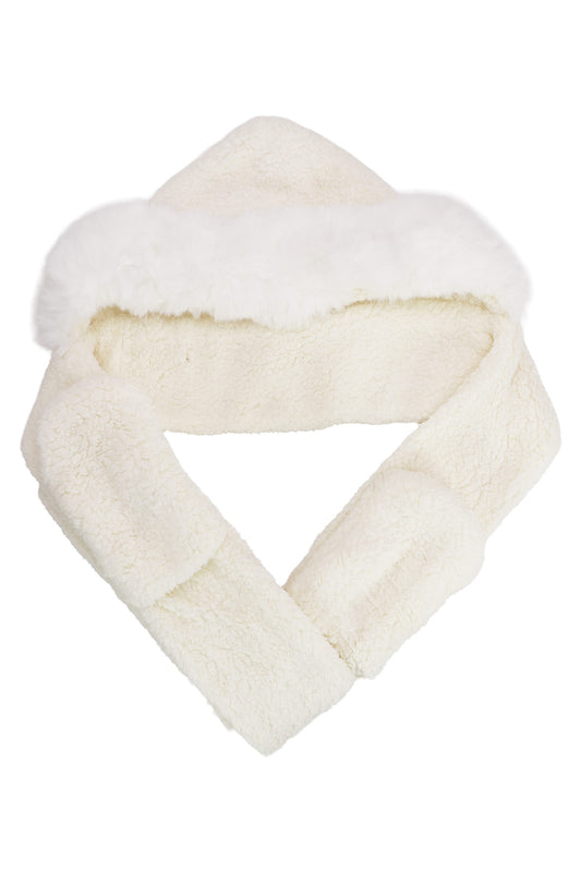 Fuzzy Faux Sherpa Fur Hooded Scarf