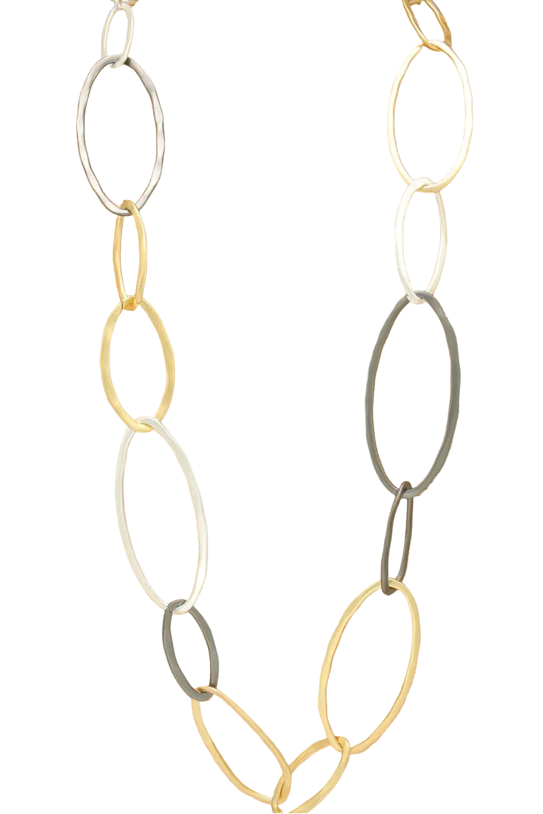 Long Chain Necklace with Ovals
