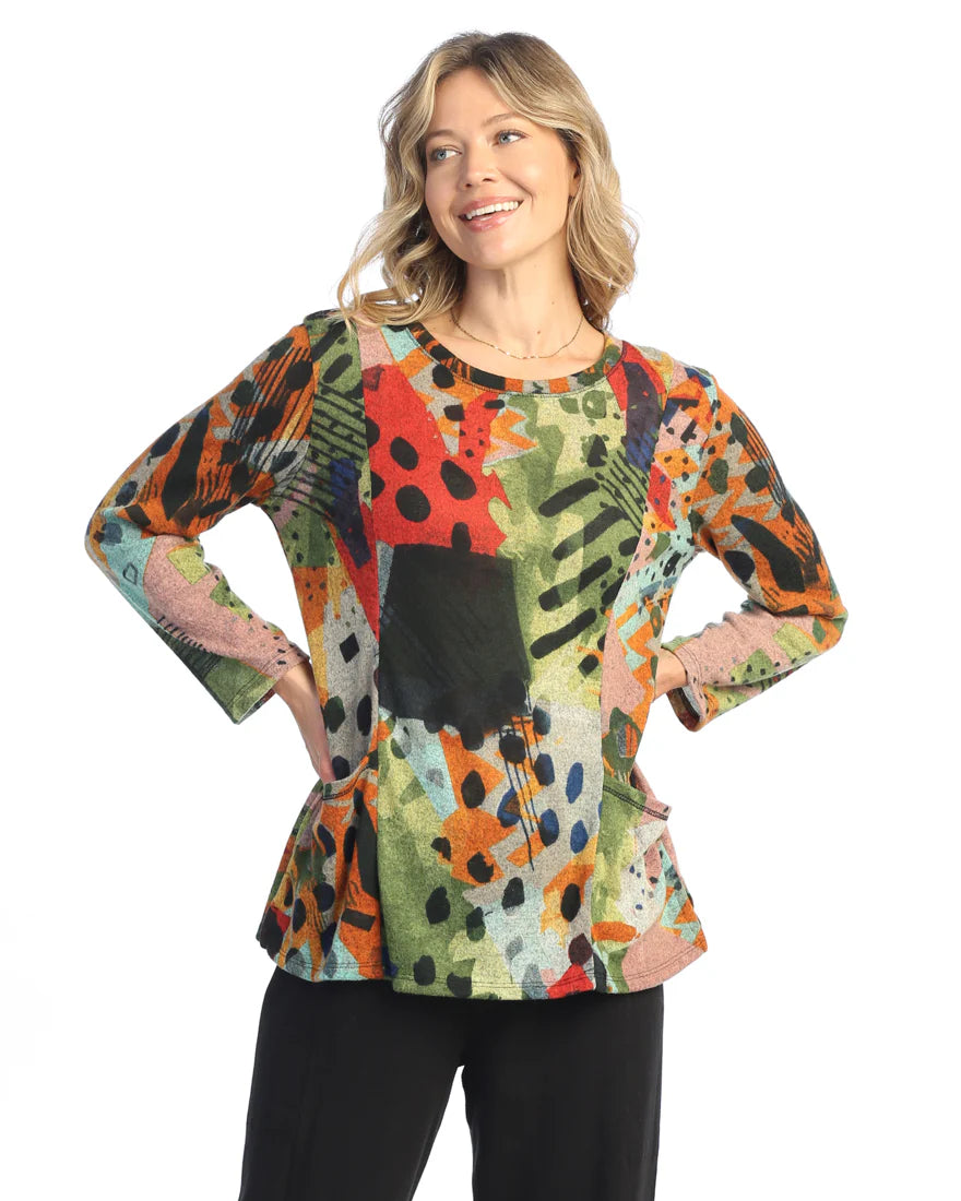 3/4 Sleeve Tunic Top - Pop Art