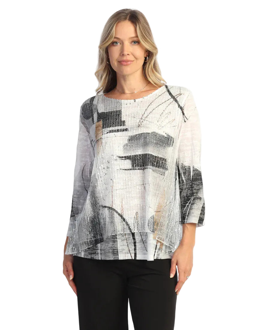 Layered Boucle Mesh Tunic - Tango