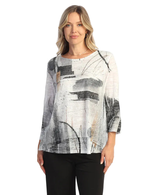 Layered Boucle Mesh Tunic - Tango