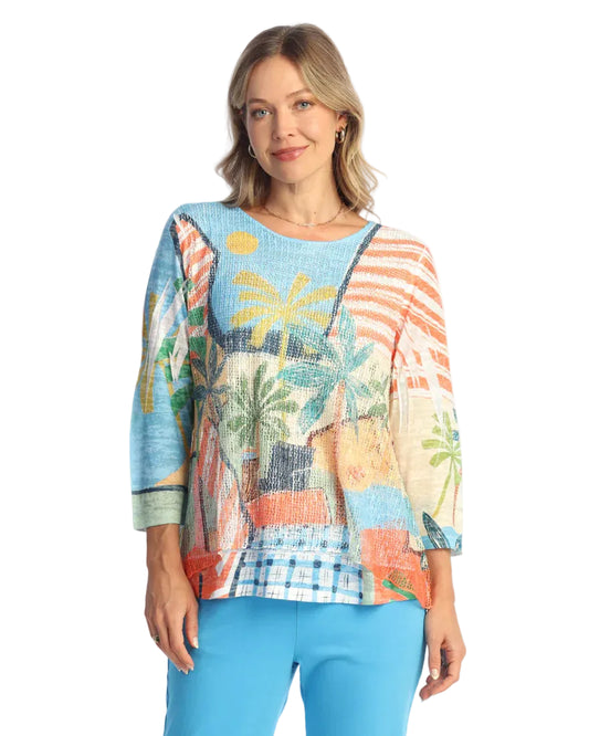 Layered Boucle Mesh Tunic - Siesta
