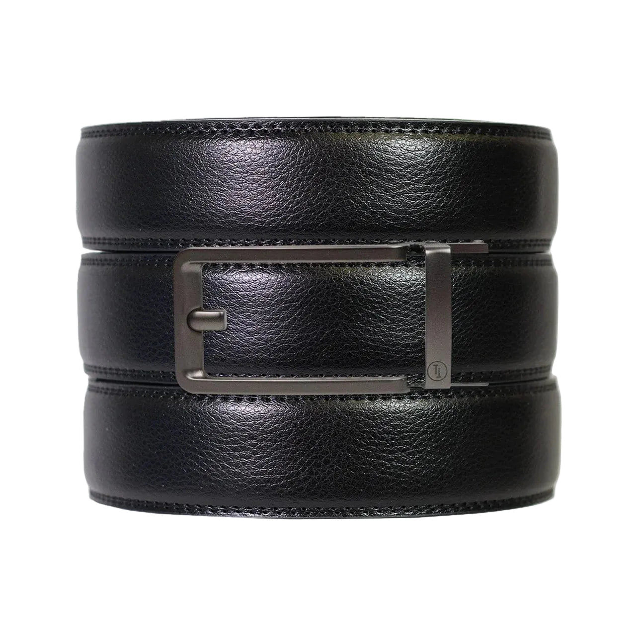 Black Leather Ratchet Belt & Buckle Set