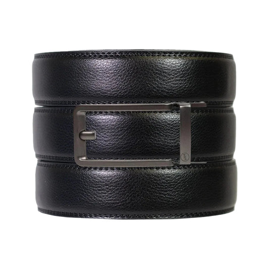 Black Leather Ratchet Belt & Buckle Set
