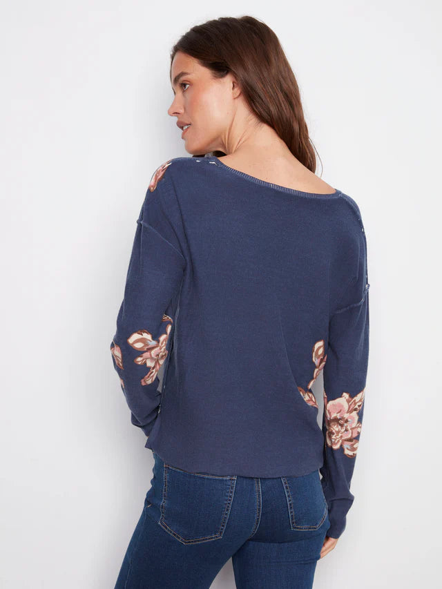 Reversible Sweater w/ Floral Print