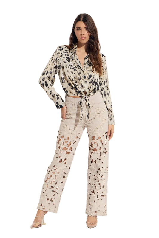 Tie Front Cheetah Blouse
