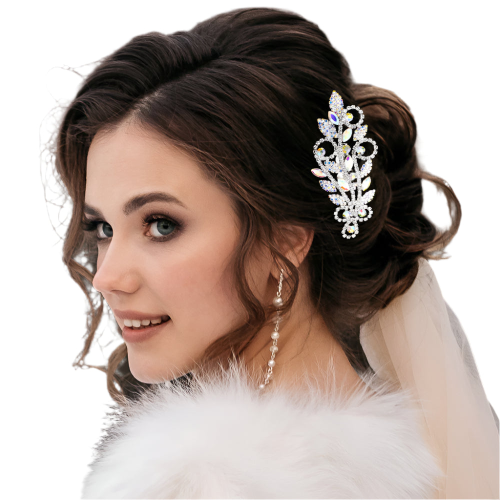 Hair Comb Marquise Round Stone
