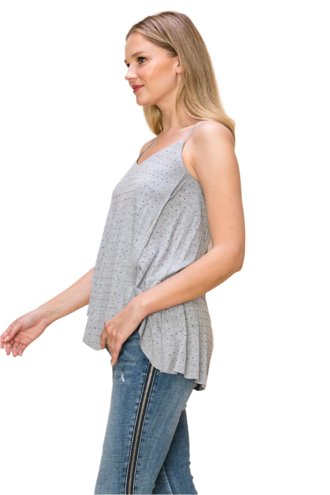 V-Neck Tank Top Asymmetrical Hem