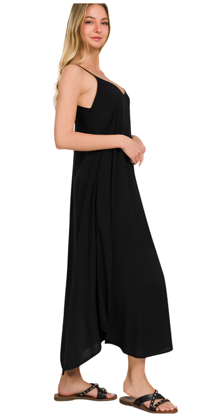 Woven Arc Hem Cami Midi Dress