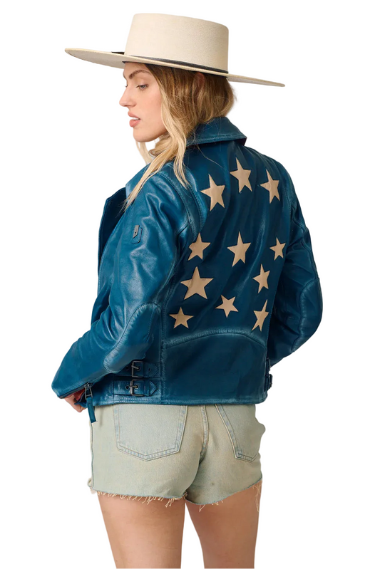 Christy RF Star Detail Leather Jacket