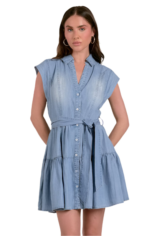 Short Denim Ruffled Dress