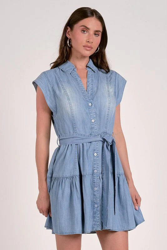 Short Denim Ruffled Dress